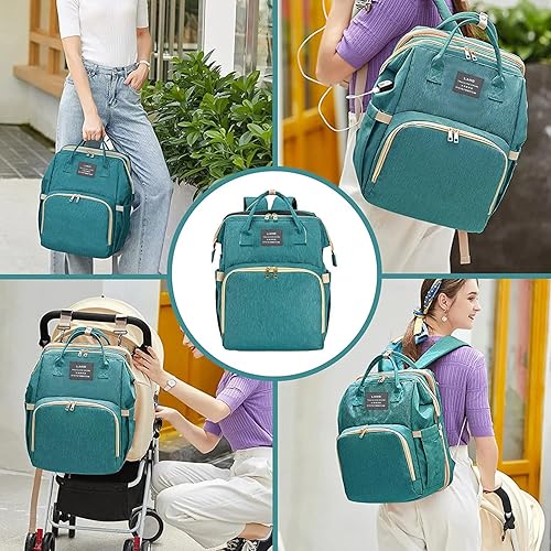 Miniatura 7 de ANWTOTU Mochila para pañales para bebé, Verde, Mochilas de viaje