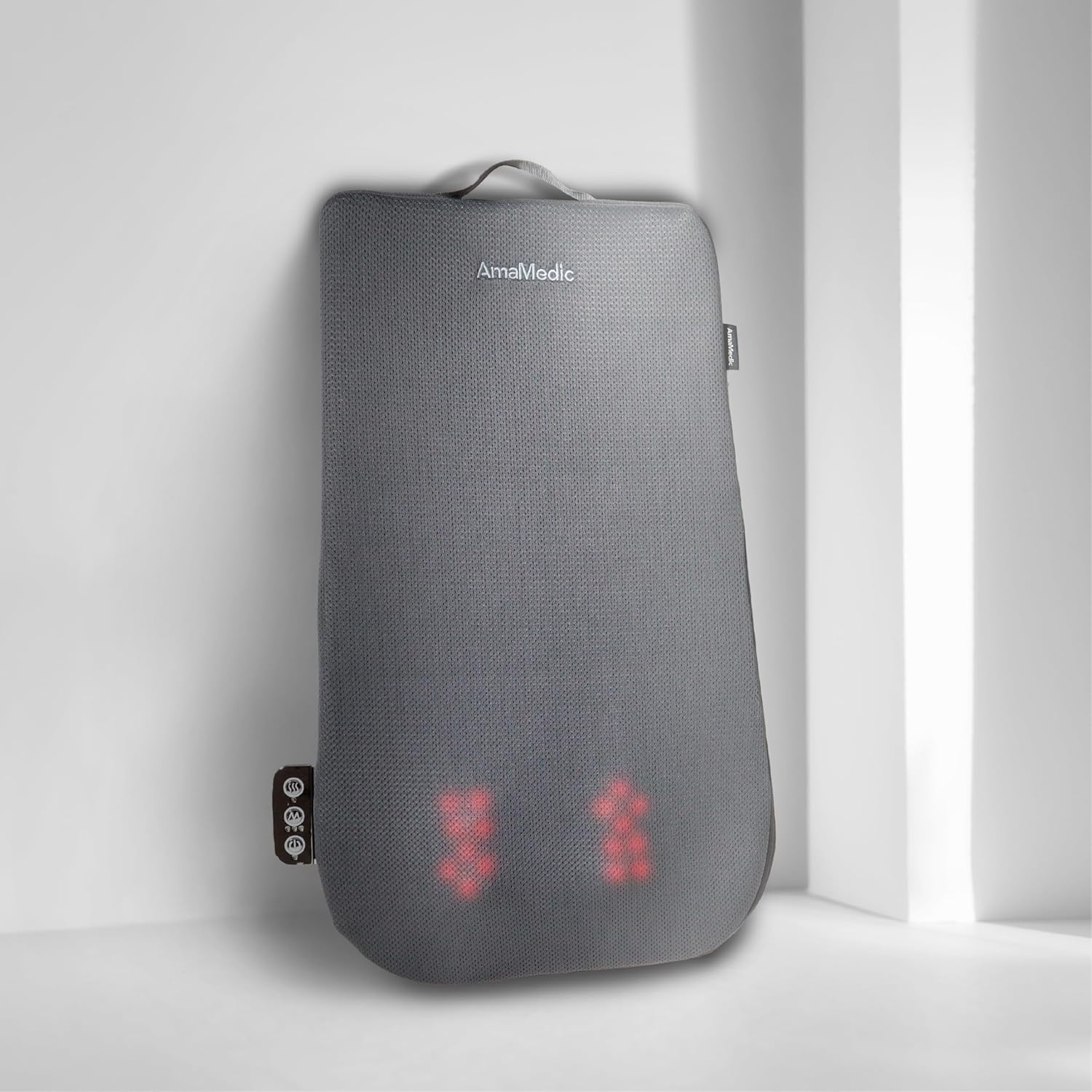AmaMedic AM10027 Back Massage Pad, Dual Massage Heads, Intuitive Button, Flattening Material, Portable Handle