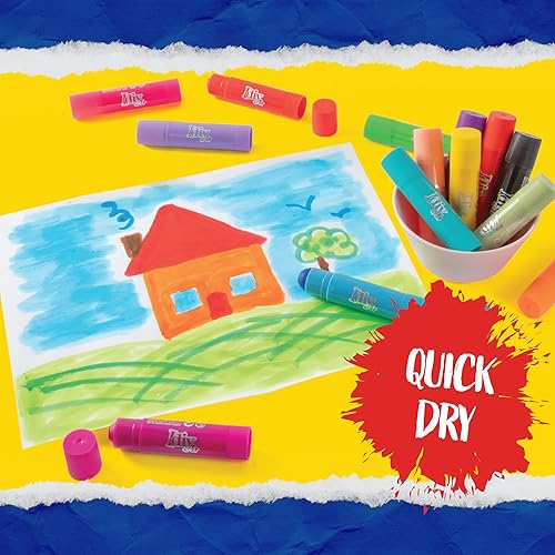 Miniatura 3 de Idiy Juego de 30 barras de pintura de témpera sólida, incluye 12 colores clásicos, 12 metálicos y 6 colores neón, secado rápido, sin ensuciar, no