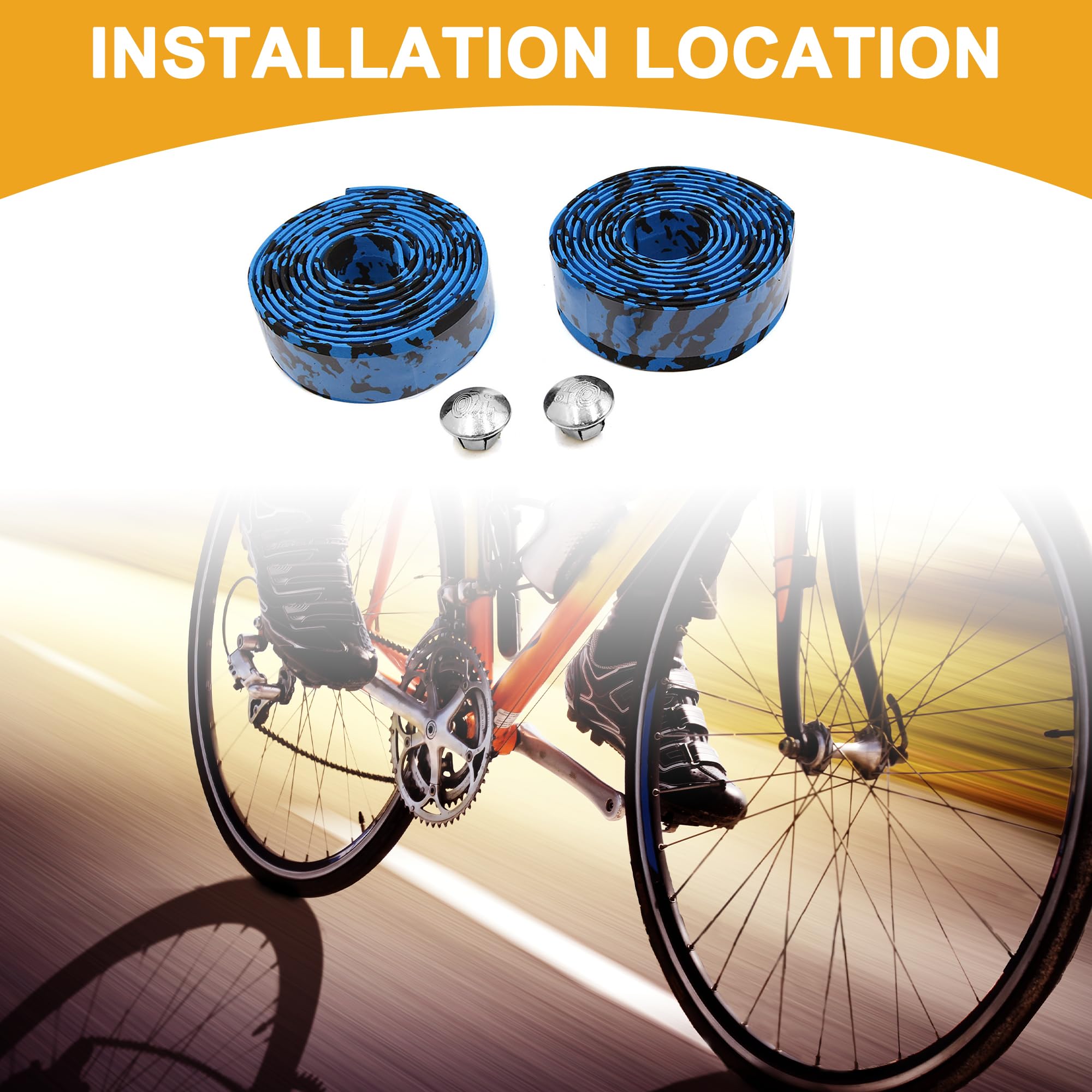 Partuto 2 Pcs Universal Bike Handlebar Tape - Foam Blue - Image 2