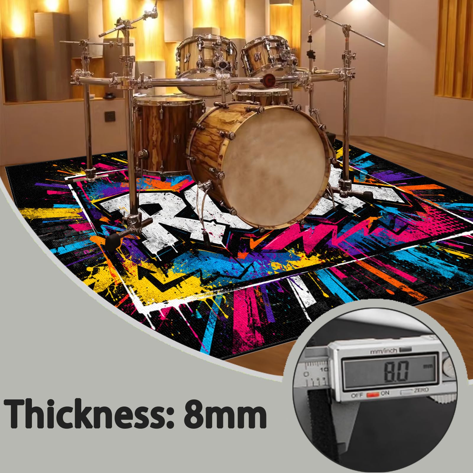 Elektroniczny dywan perkusyjny, 160 x 140 cm, perkusja, zestaw perkusyjny, do bębna basowego, werbla, instrumentów perkusyjnych, mat, wygłuszających, antypoślizgowych dywanów
