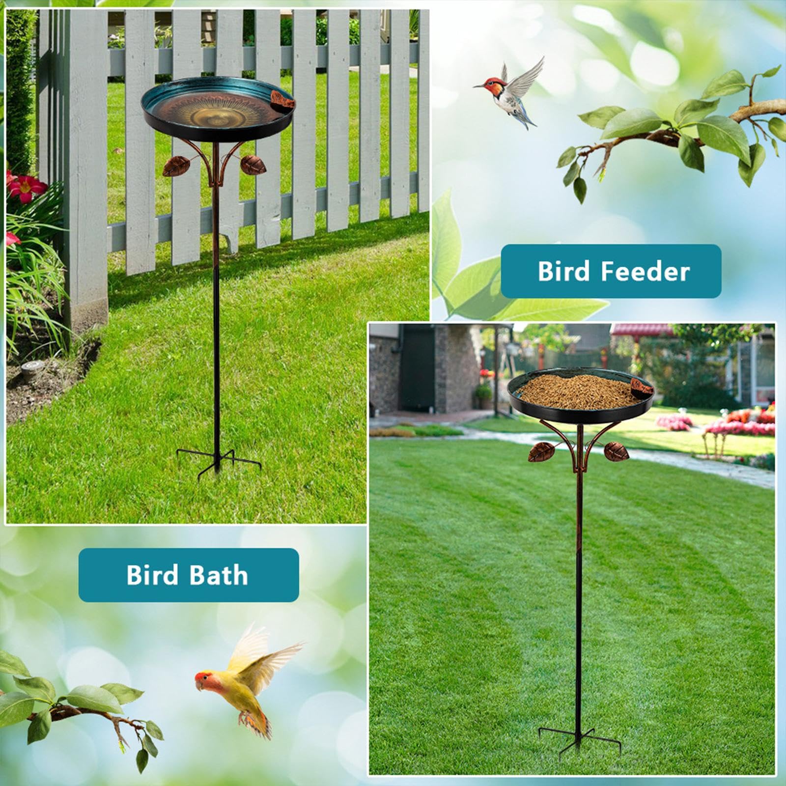 Vaschetta per Uccelli da Giardino, Base a 5 Punte, Multiuso, Design, Accessori da Giardino, Mangiatoia per Uccelli da Esterno,