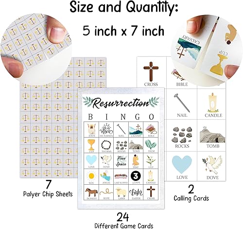 Miniatura 2 de HUQIL Juegos de fiesta de bingo bíblico cristiano con 24 jugadores, actividades religiosas de bingo bíblico para vacaciones familiares, escuela
