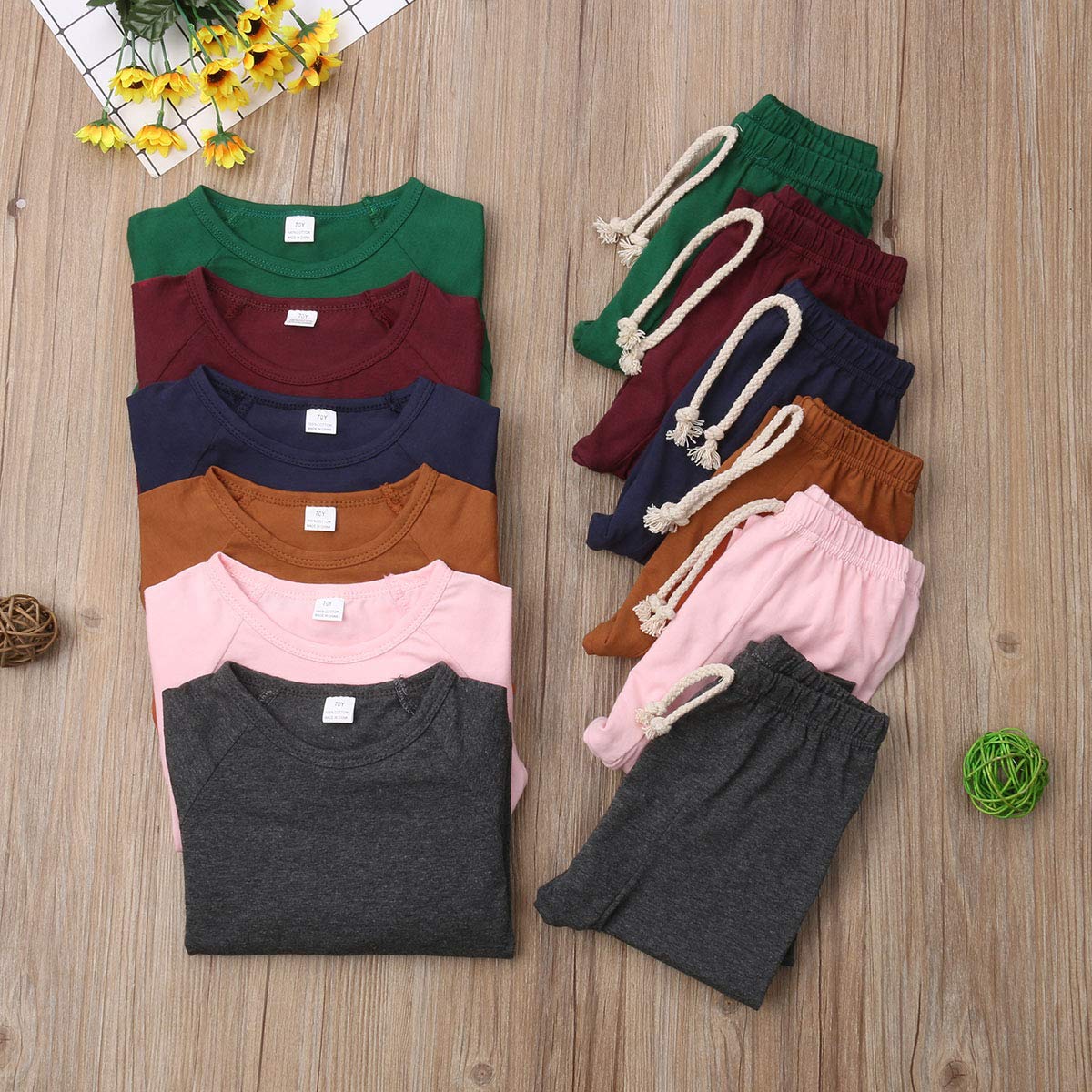 ITFABS Cute Baby Boys Girls Pajamas Set Organic Cotton Solid Pjs Sleepwear Toddler Baby Long Sleeve Sleeper Home Wear (Green, 6-12 months)