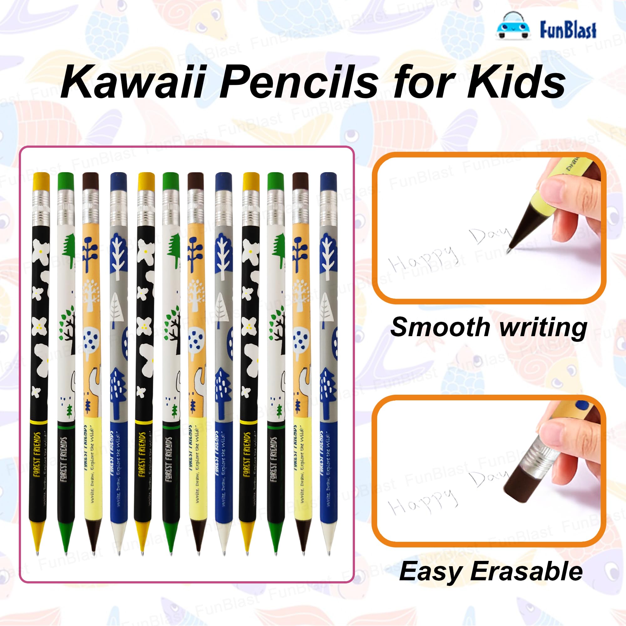 FunBlast Mechanical Pencil with Erasers for Kids – Pre-Sharpened Pencils for Kids, Kawaii Pencils for Kid, Cute Pen-Pencil, Return Gift for Children, Pencil for Drawing and Shading (0.7 mm) 2