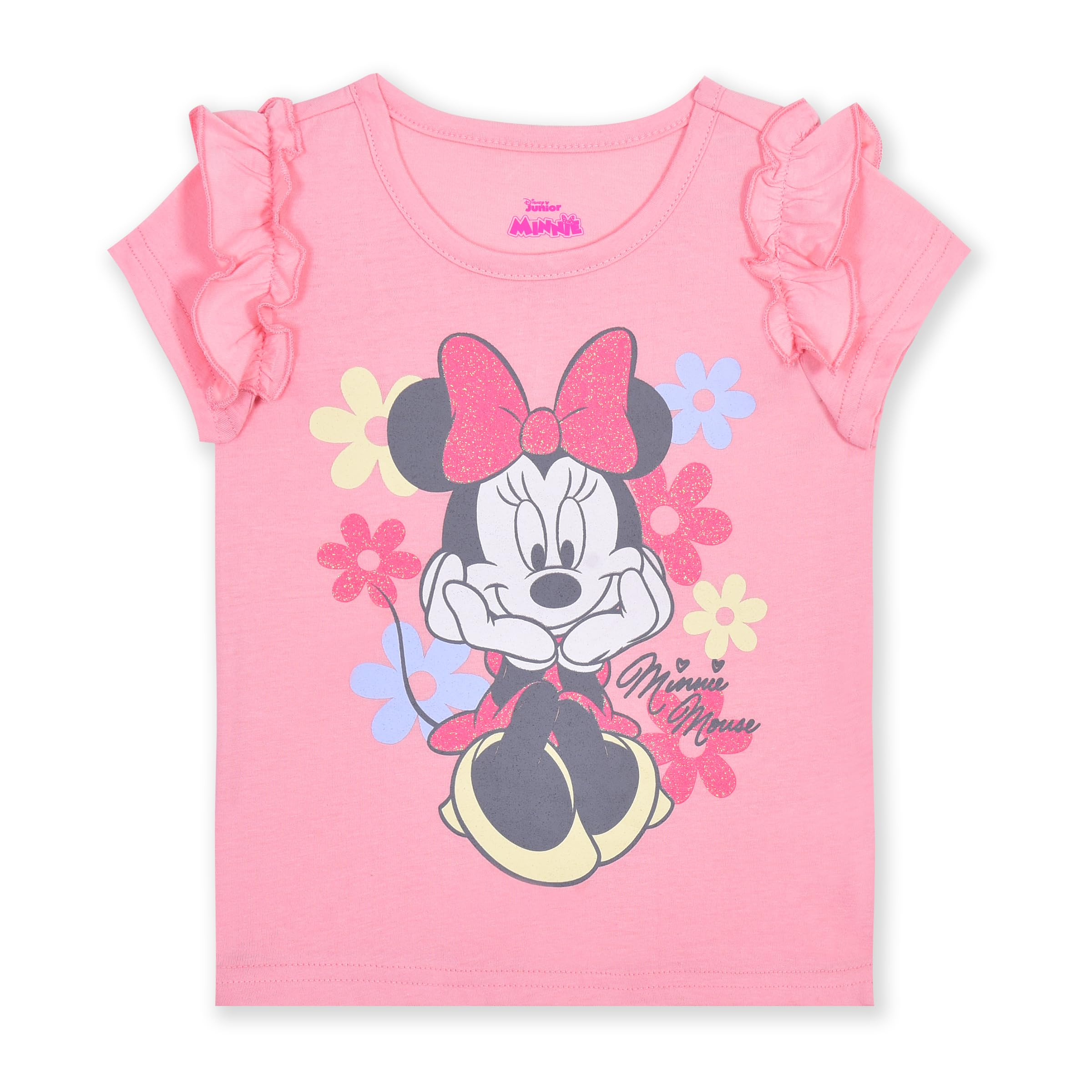Disney Minnie Mouse - Juego de 4 piezas de camiseta de manga corta, camiseta sin mangas y pantalones cortos para niñas
