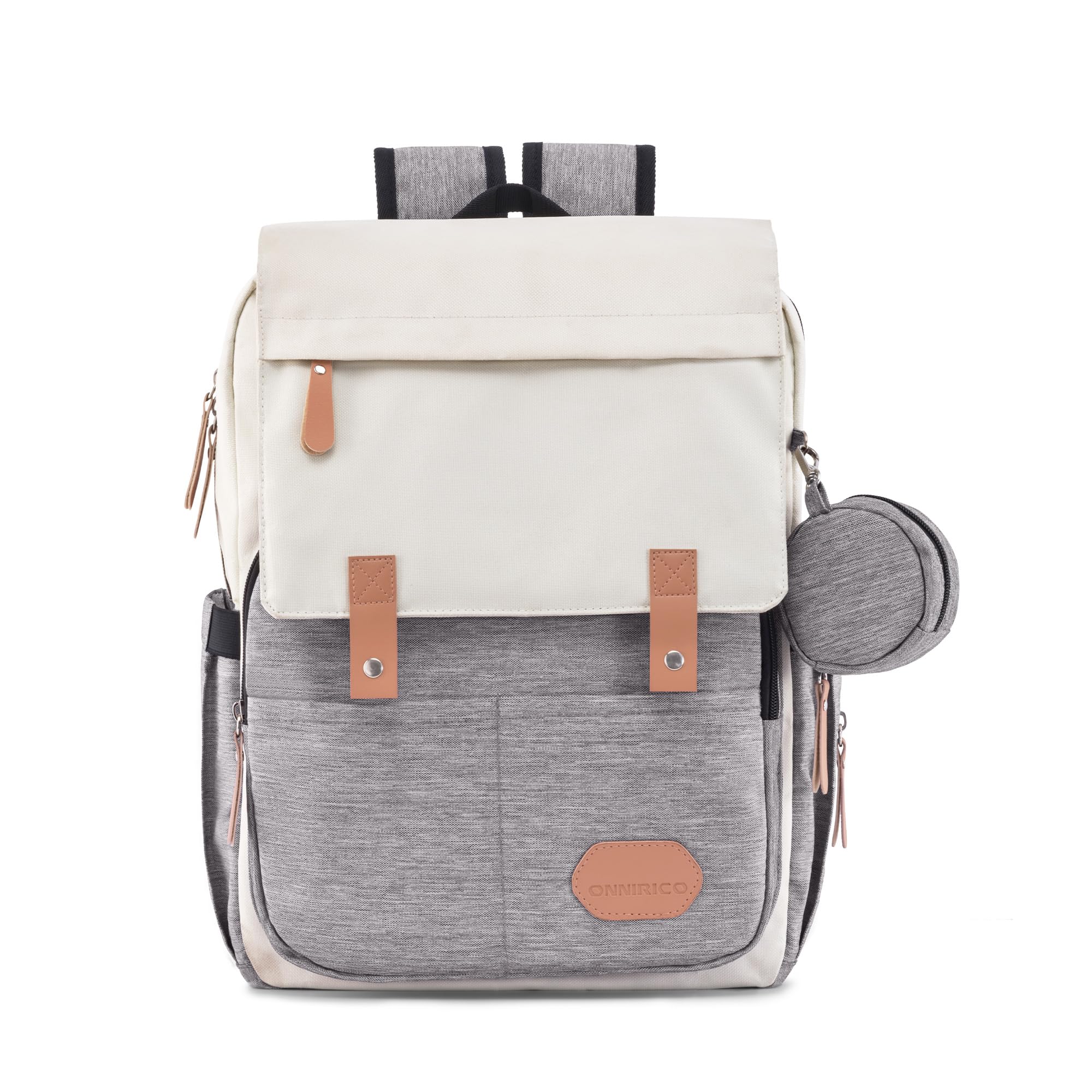 ONNIRICO Foggy Horizon Diaper Baby for Women, 16L,Travel Back-pack with 11 Pockets, Water-Resistant Back-pack for Women with Insulated Bottle Pockets & Detachable Pouch-image-13