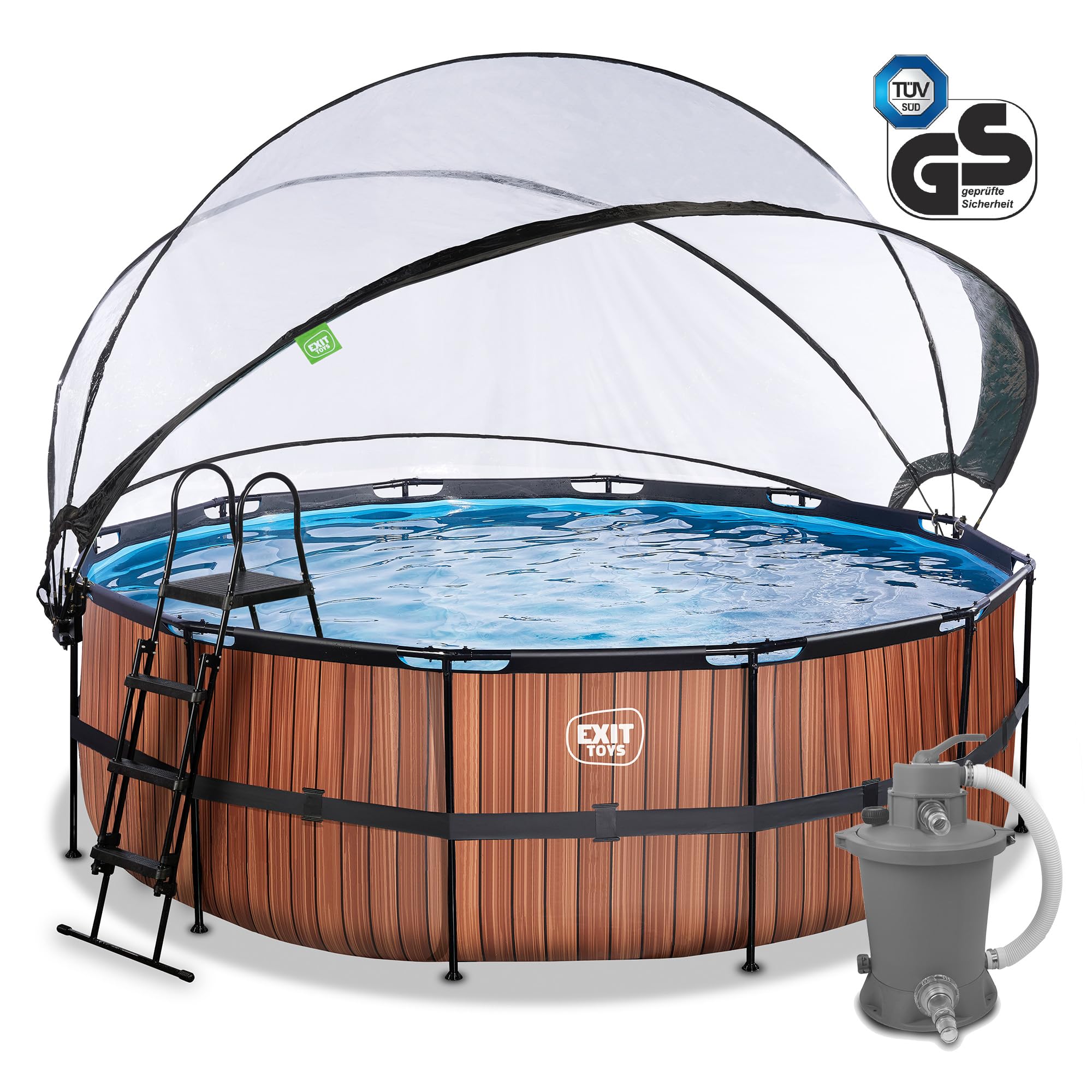 Piscine hors sol ronde 427x122cm + dôme et pompe filtrante à sable EXIT