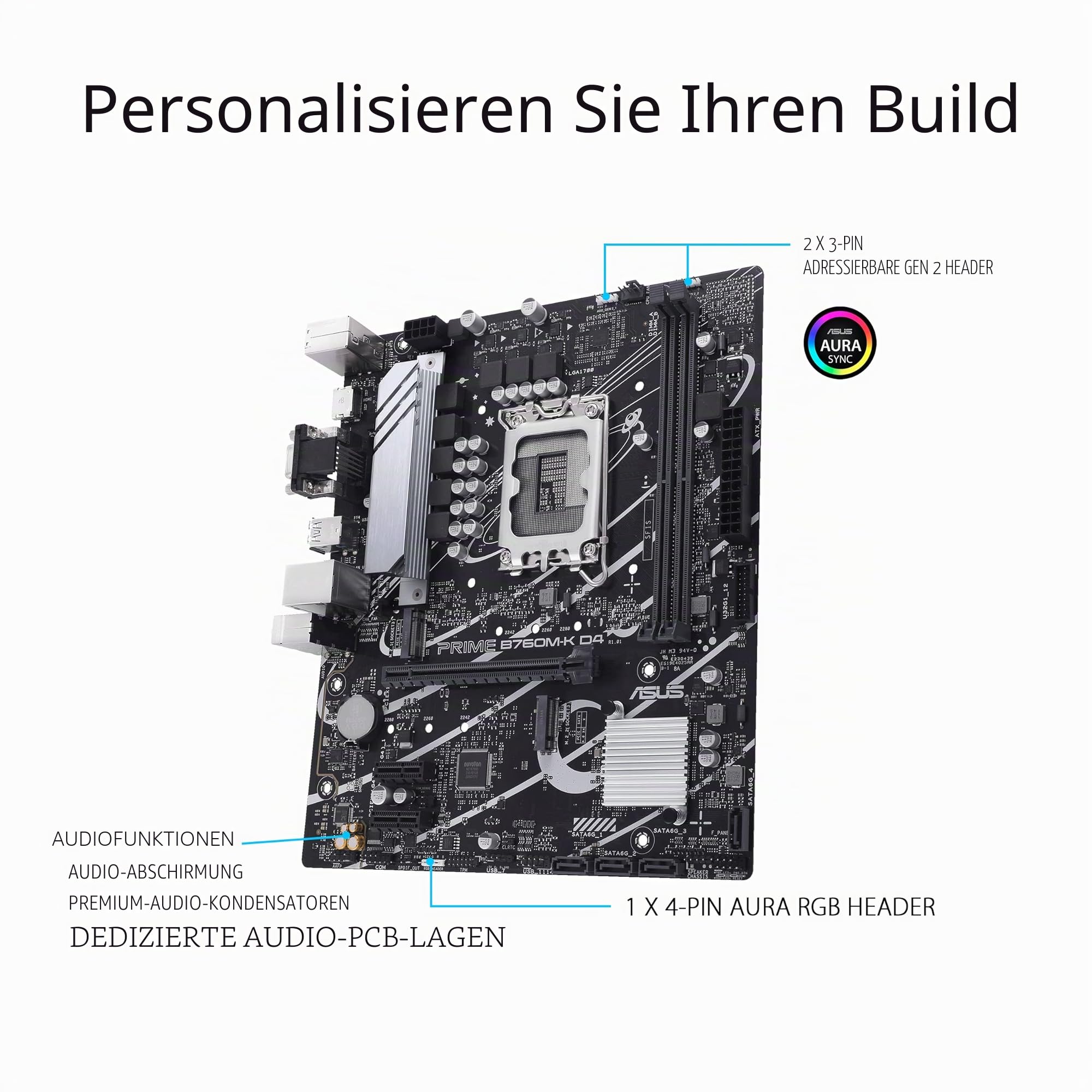 Asus Prime B760M-K D4 Gaming Mainboard Sockel Intel LGA 1700 – Bild 4