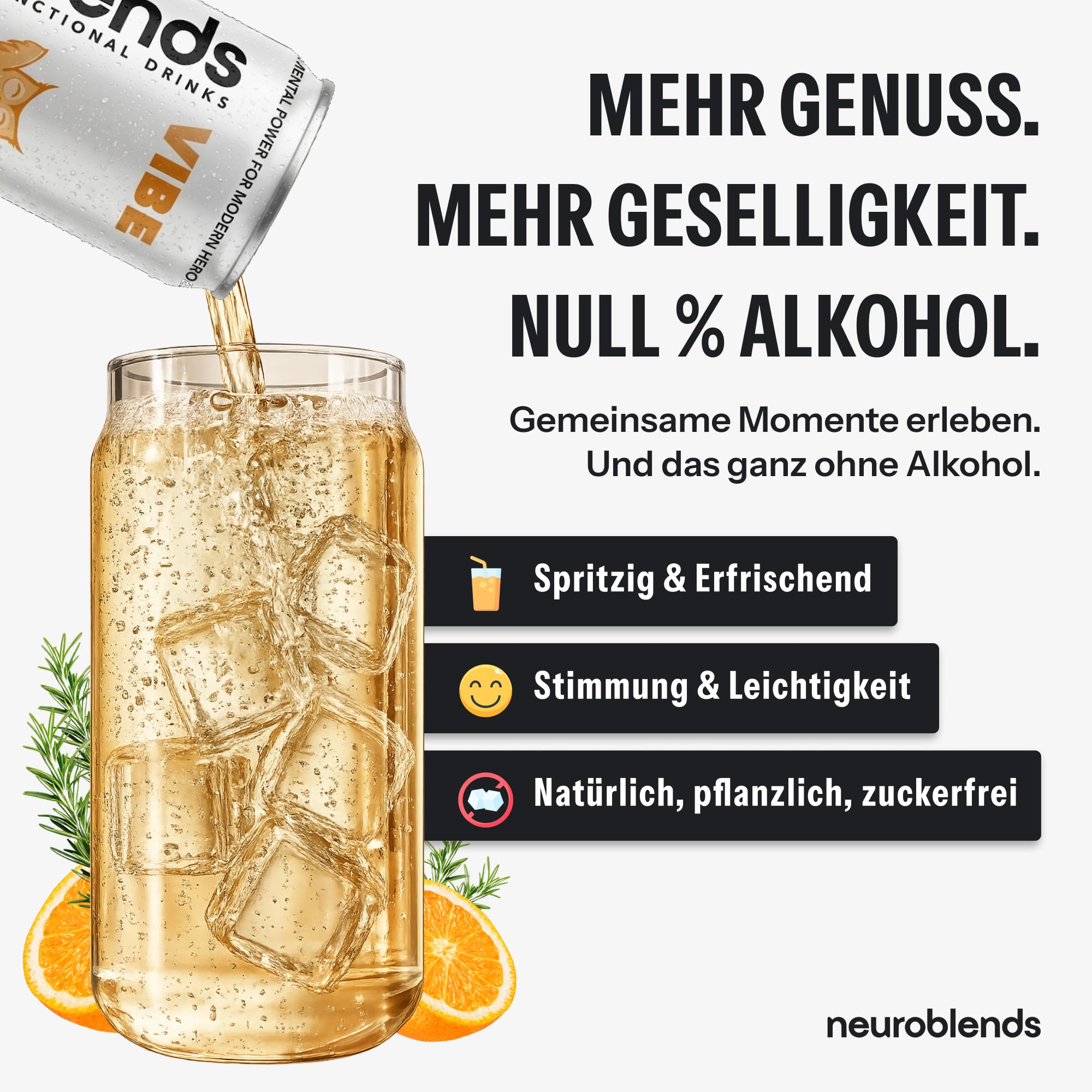 Neuroblends VIBE | Alkoholfreier Aperitif | Zero Zucker | 24x330ml | 0% Alkohol & 0 Kalorien | Party Drink ohne Kater | Alkoholfreier Cocktail in Dosen