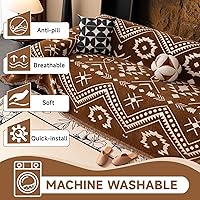 Vista 202 de VClife funda boho de sofá de felpilla para sofá seccional, funda antideslizante para sofá de 2 plazas, protector para mascotas con borlas, funda