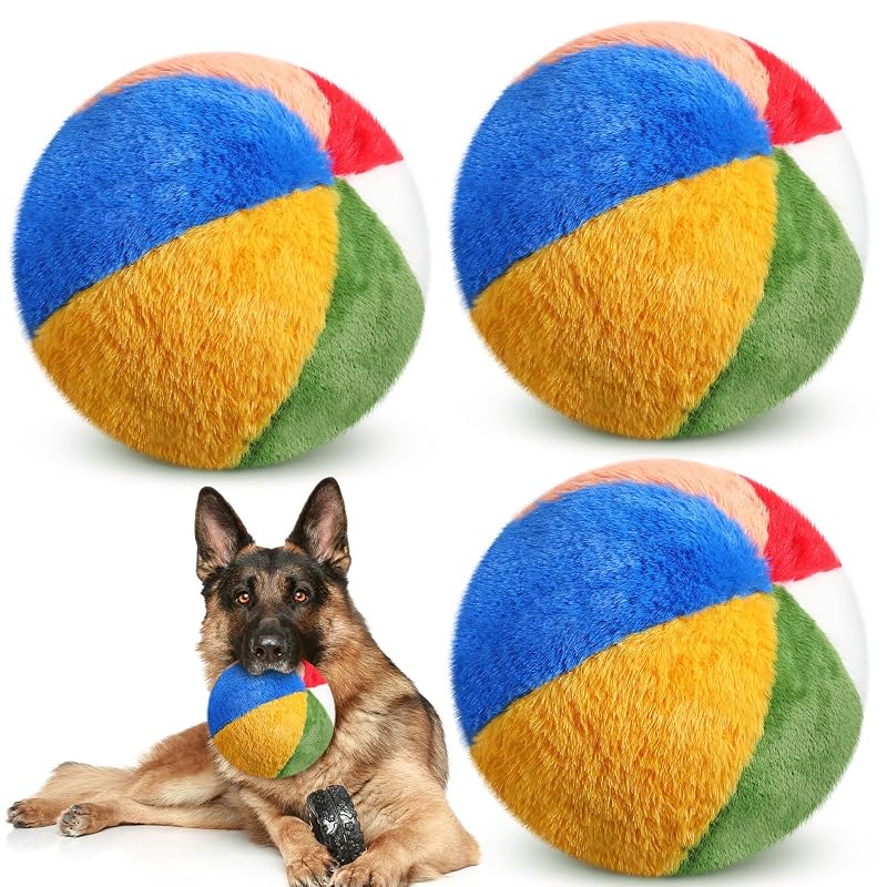 Brinquedo para Cães com Sino Interno em Pelúcia Seenelling – Bolas para Uso Interno e Externo, 3 Unidades
