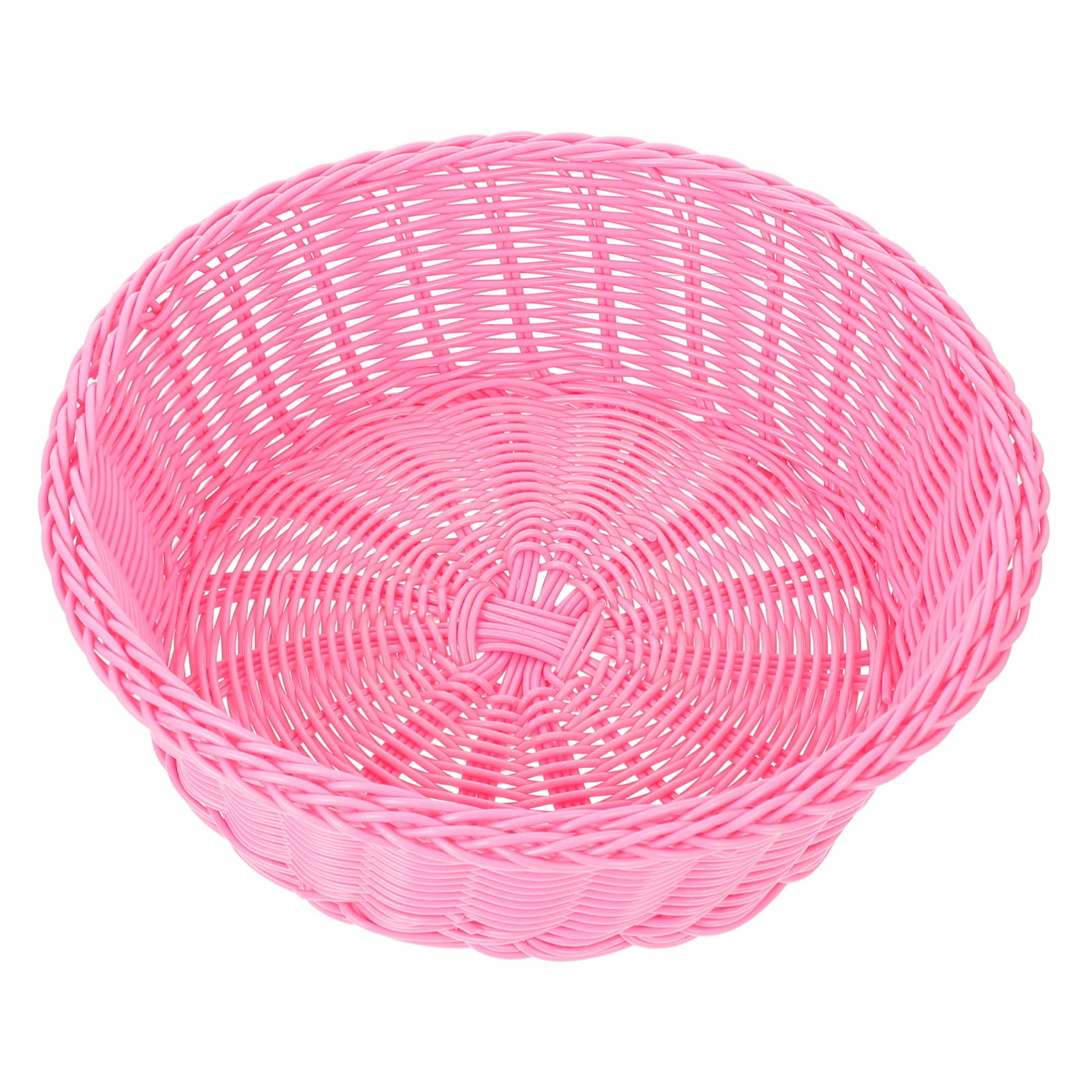 FOMIYES Fruit Organizer Rattan Storage Basket Kitchen Fruit Basket Hand- Woven Storage Tray Bread Food Basket Storage Holder Egg Bun Basket for Home Kitchen Use Pink Wicker Bread Basket