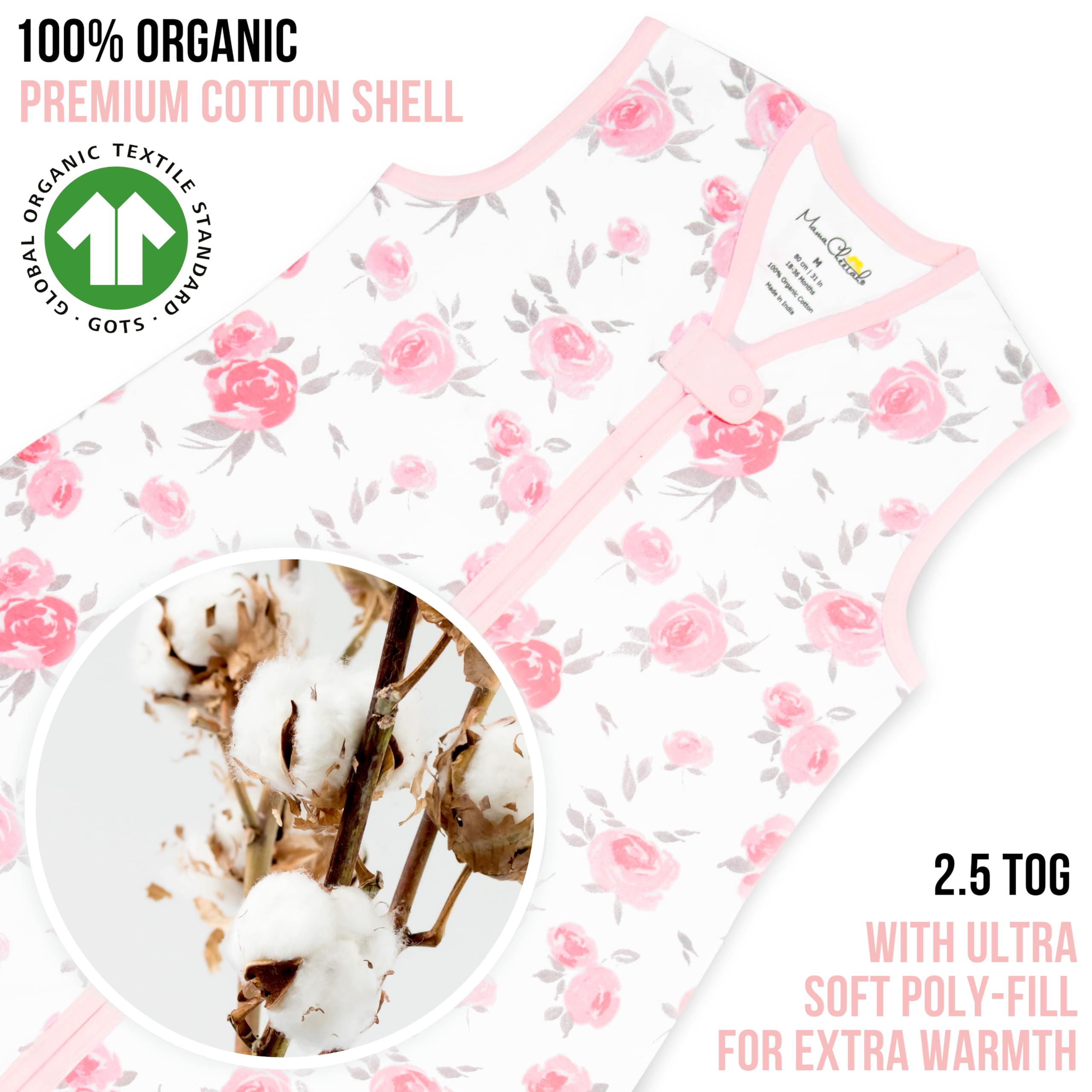 Mama Cheetah Toddler Sleep Sack with Feet, 6-18 Month, 2.5 TOG Organic Cotton Baby Sleeping Bag with Legs - Image 2