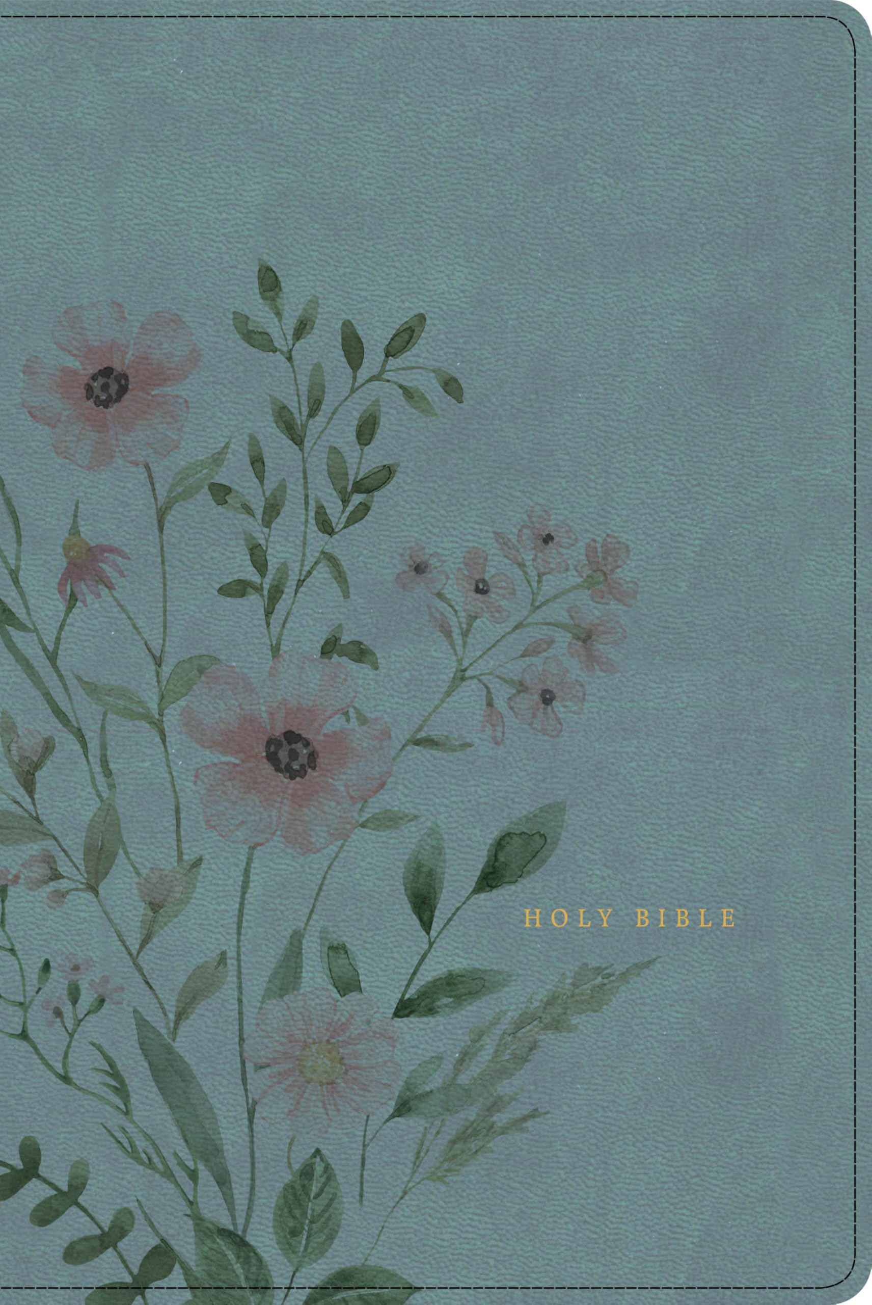 KJV Large Print Thinline Bible, Teal/Floral LeatherTouch