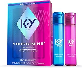 K-Y Yours + Mine Couples Lubricant: Water-Based Lube for Her, Warming Glycerin for Him - 2x1.5oz Travel Size