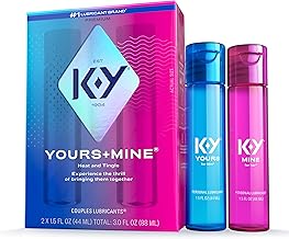 K-Y Yours + Mine Couples Personal Lube, Two Personal Lubricants, Water Based Lube for Women & Glycerin-Based Lube for Men, 2 x 1.5 FL OZ