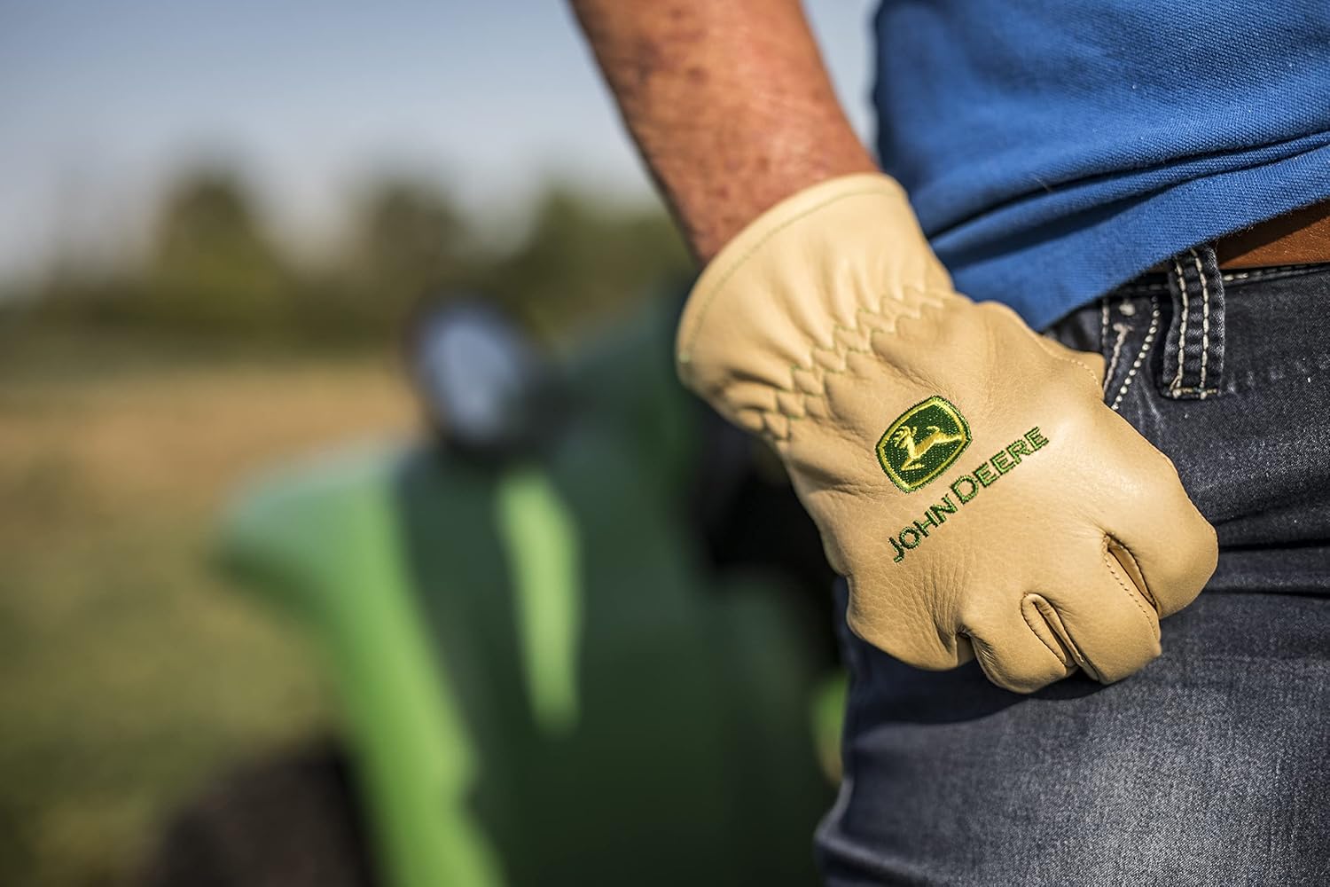 John Deere JD84014-WML Women's Water Resistant Leather Gloves, Abrasion Resistant, Tan, Medium/Large
