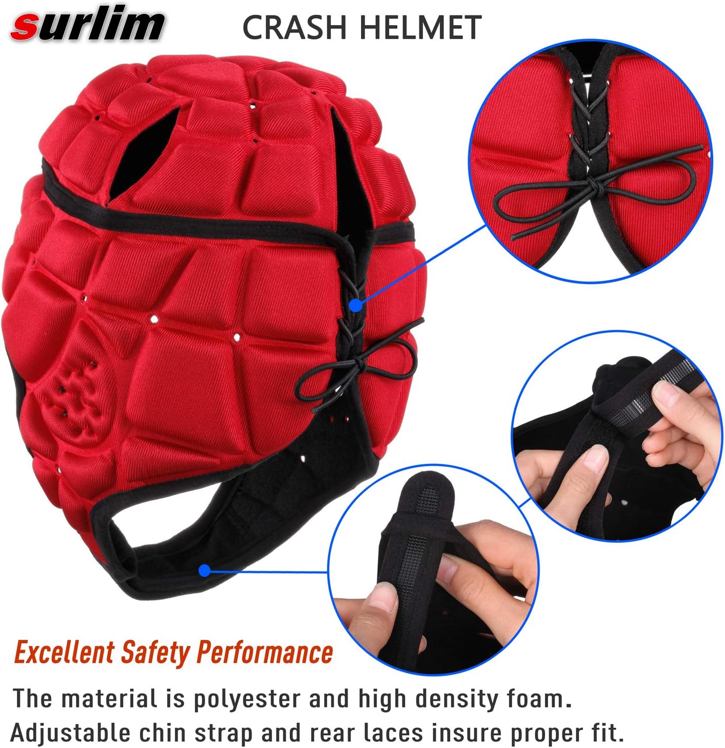 Surlim Rugby Helmet Headguard Headgear for Soccer Scrum Cap Head Protector Soft Protective Helmet for Kids Youth : Sports & Outdoors