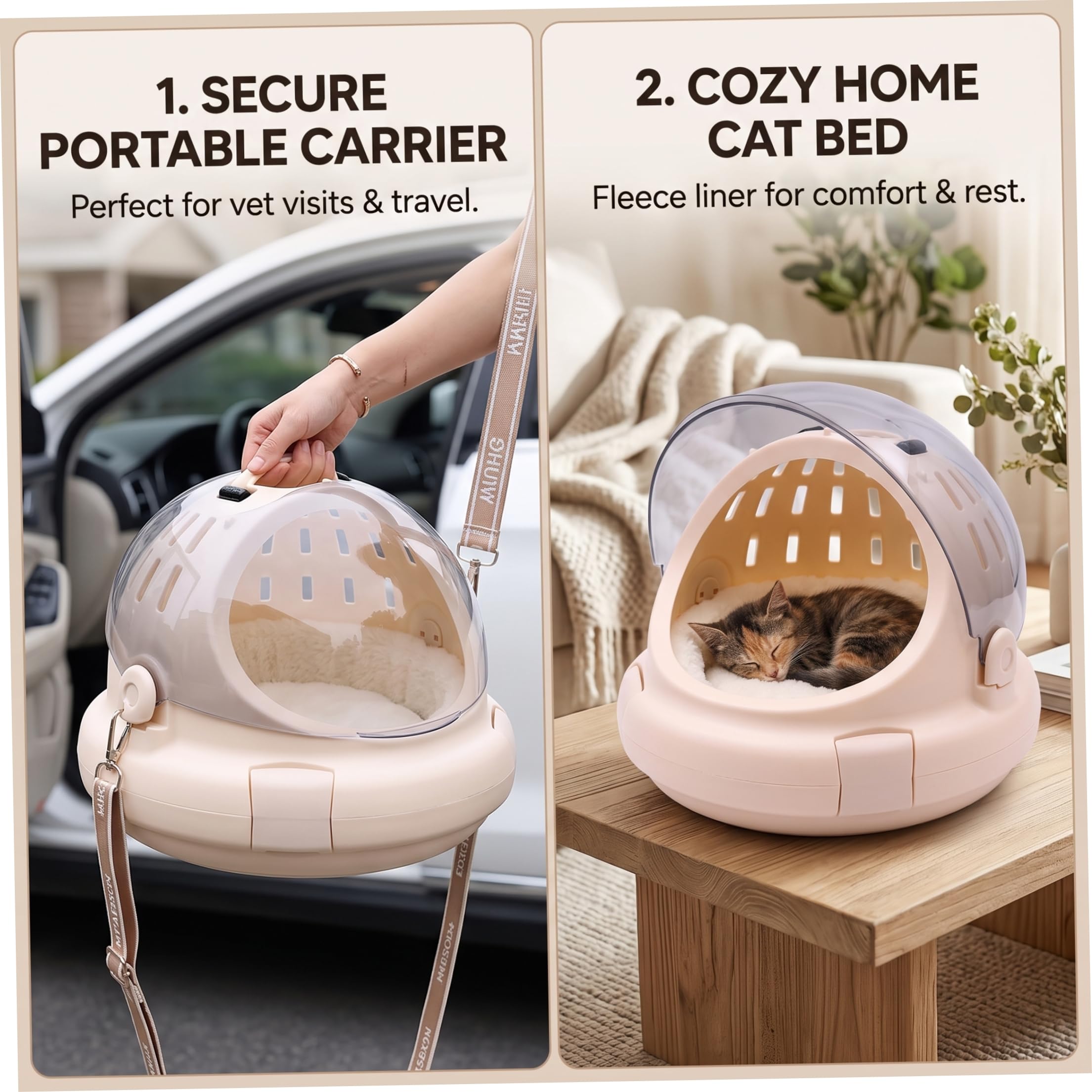 portatile beige per coniglietti a semicerchio con cuscino e maniglia, gabbia da viaggio per porcellini d'India per piccoli animali, conigli, criceti, furetti