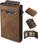 MIYOZI Wallet for Men,with Cash Pocket 2 ID Window 9-13 Cards,Metal Case Smart Slim Pop Up Credit Card Holder Flip with Magnetic Closure RFID Blocking Trifold Wallet with Gift Box