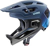 Cască de ciclism full-face pentru copii Uvex React Jr., Dusk Blue mat, circumferință cap 52-56 cm, carcasă din policarbonat cu miez EPS, cu reglare individuală a dimensiunii 1