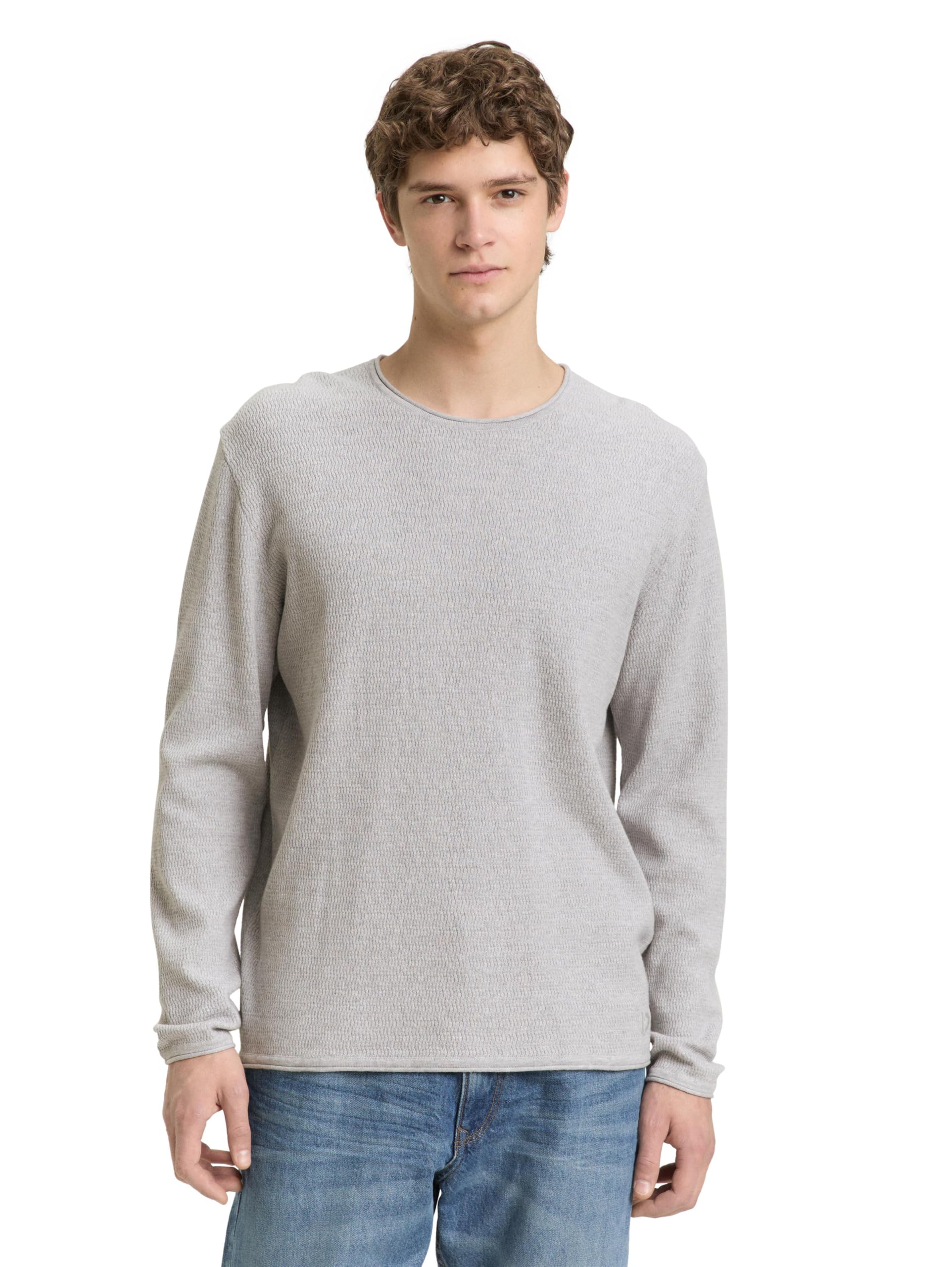 TOM TAILOR Denim Men's Jumper, 15398 Light Stone Grey Melange, M