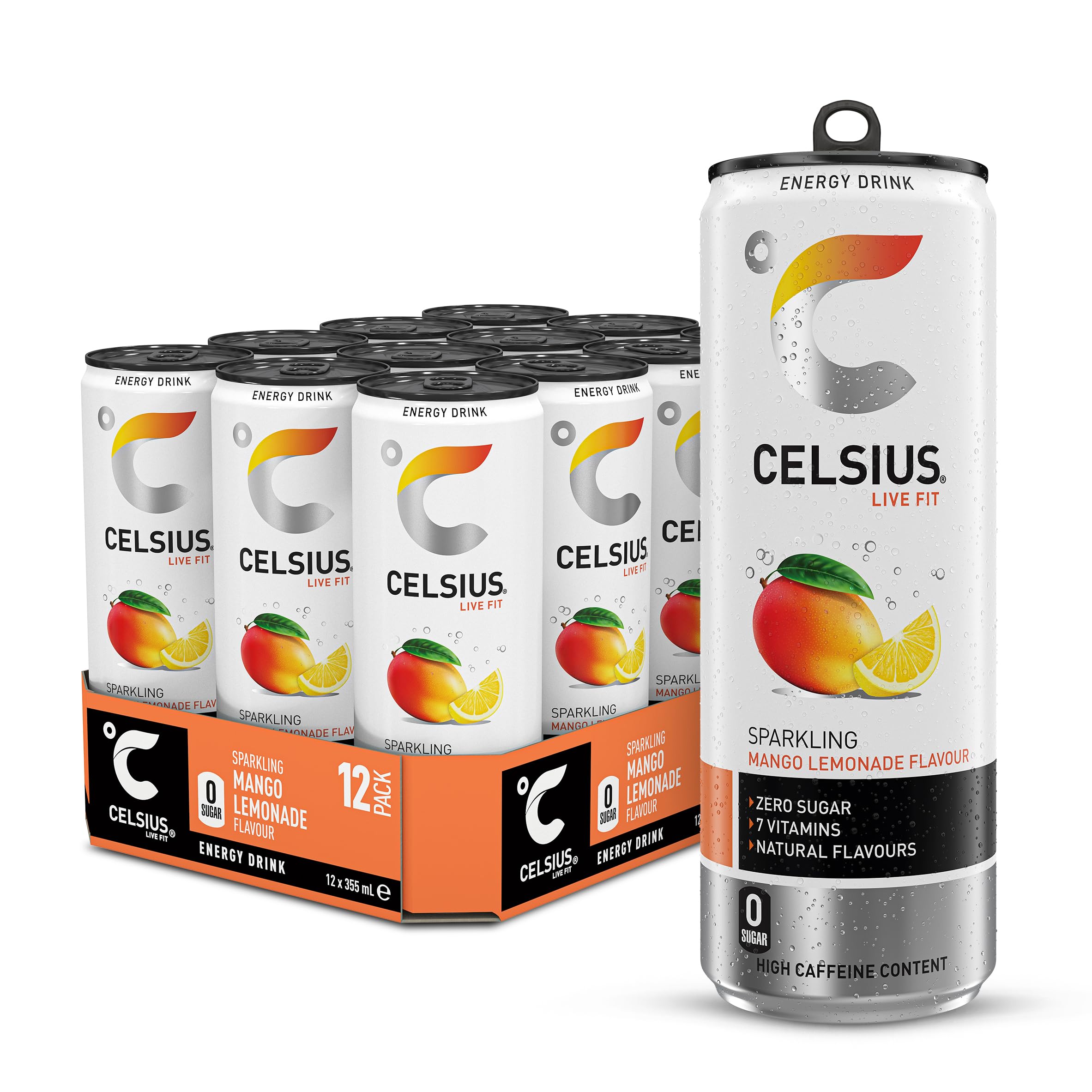 Celsius Energy Drink, Sparkling Mango Lemonade 355ml