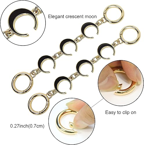 Miniatura 5 de SONGKISSZQ Extensor de correa para bolso, cadena extensora de bolsa, extensor de cadena para bolso, bolso de mano, bolsa de hombro (negro largo