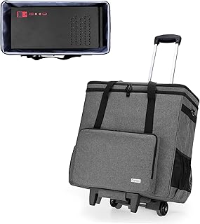 CURMIO Borsa da viaggio per computer desktop rotante con ruote, Borsa da viaggio per computer a doppio strato con carrello rimovibile per chassis, Tastiera e mouse del PC, Grigio (Solo Borsa)
