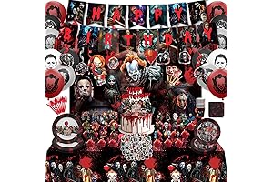 185Pcs Halloween Birthday Party Decorations Include Banner Backdrop Balloon Cake Toppers Tableware