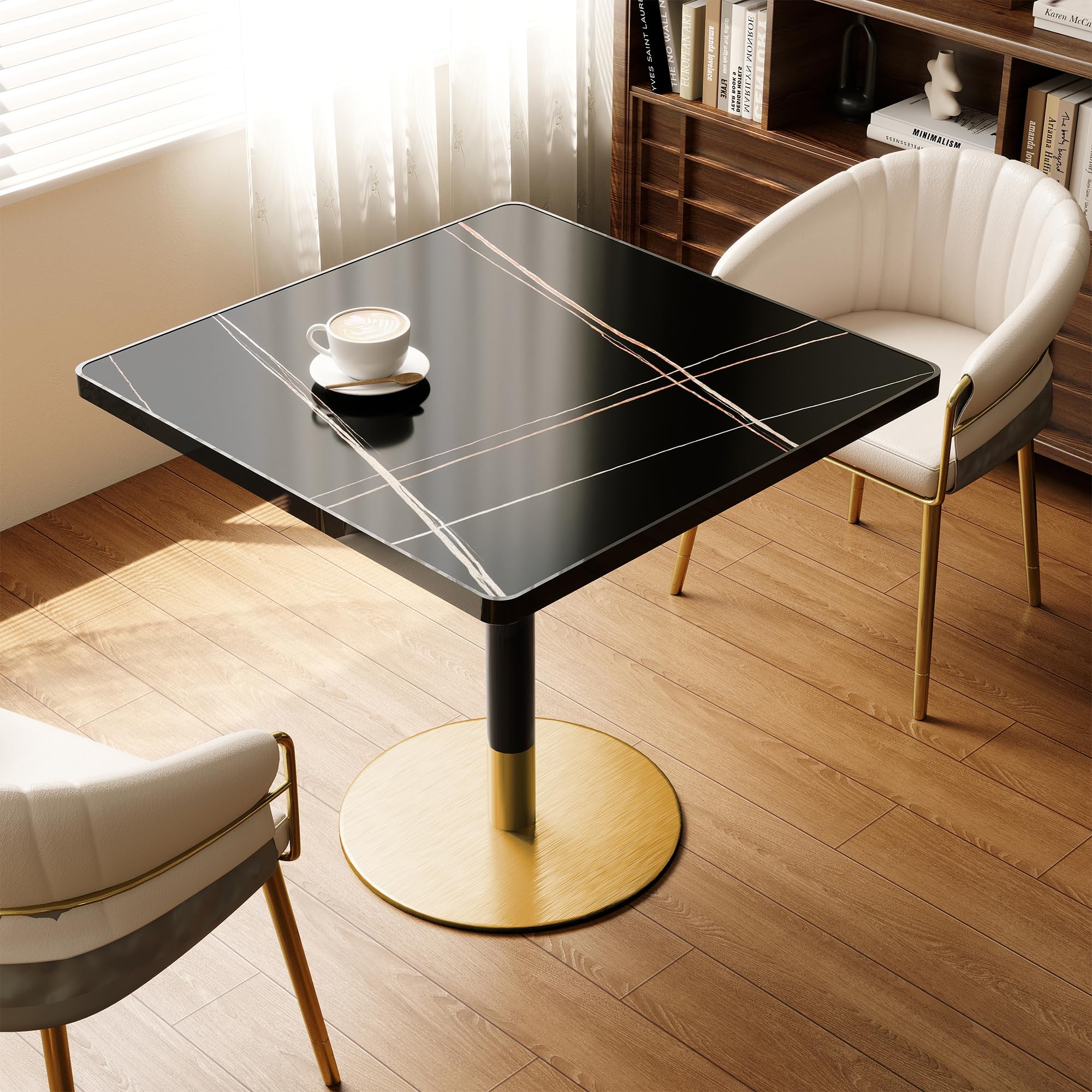 31.5'' Tulip Table, Square Dining Table with Sintered Stone Tabletop