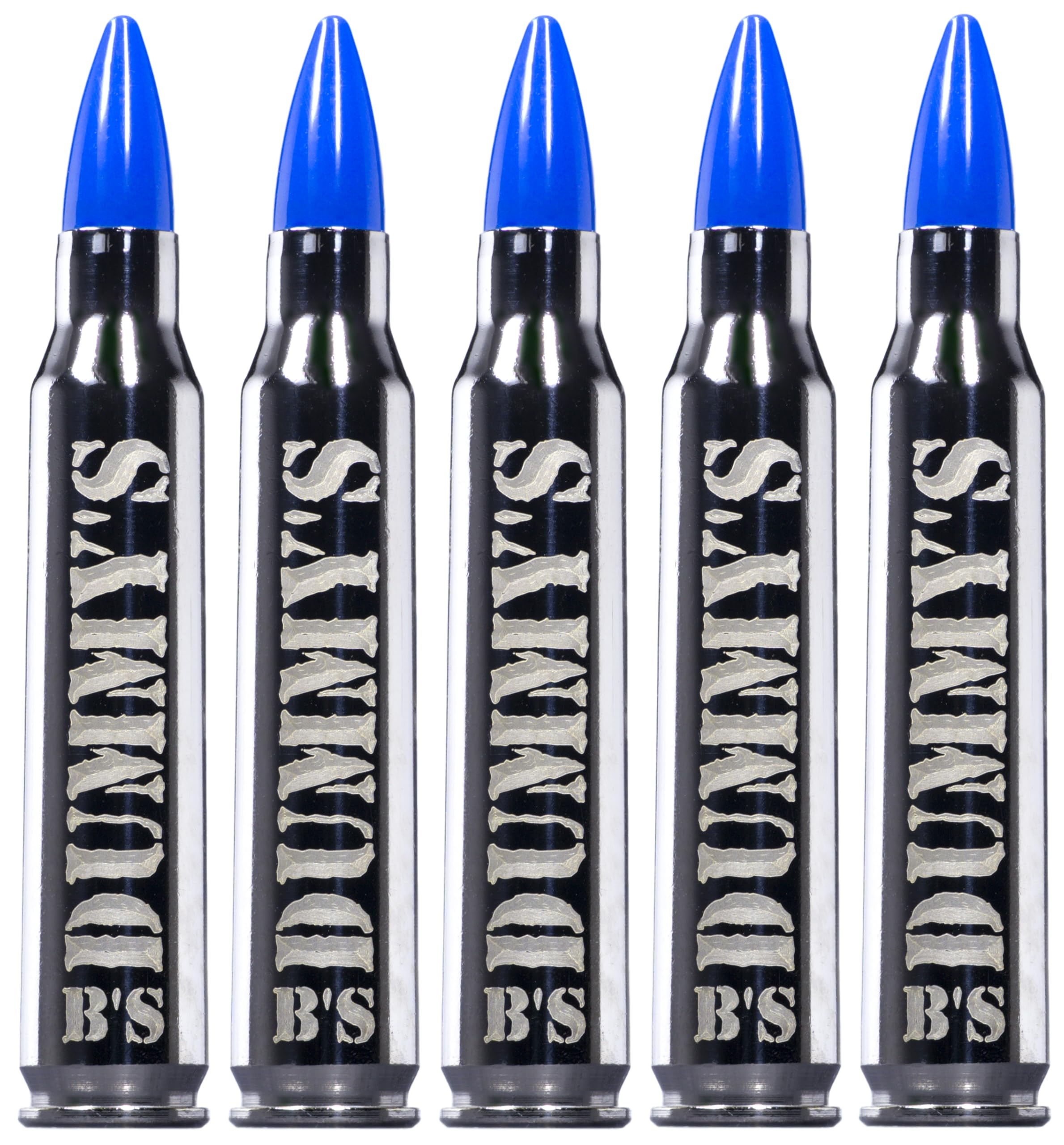 B's Dry Fire Snap Caps - A.K.A. B's Dummy's - Dummy .223/5.56 Training Caps (5 Pack) (Blue Nickel)