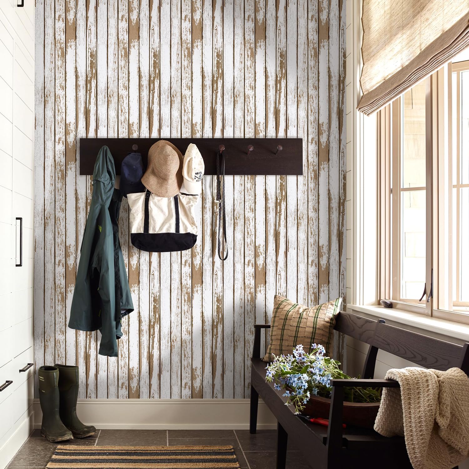 Commomy Faux Wood 3D Wall Panels - 12 pcs of 22.8" x 11.8" - Thin UrltraLight PVC Peel and Stick Tile Shiplap Textured Printable for Kitchen,Bedroom, Living Room,TV Background（Covers 22.48 sq.ft）