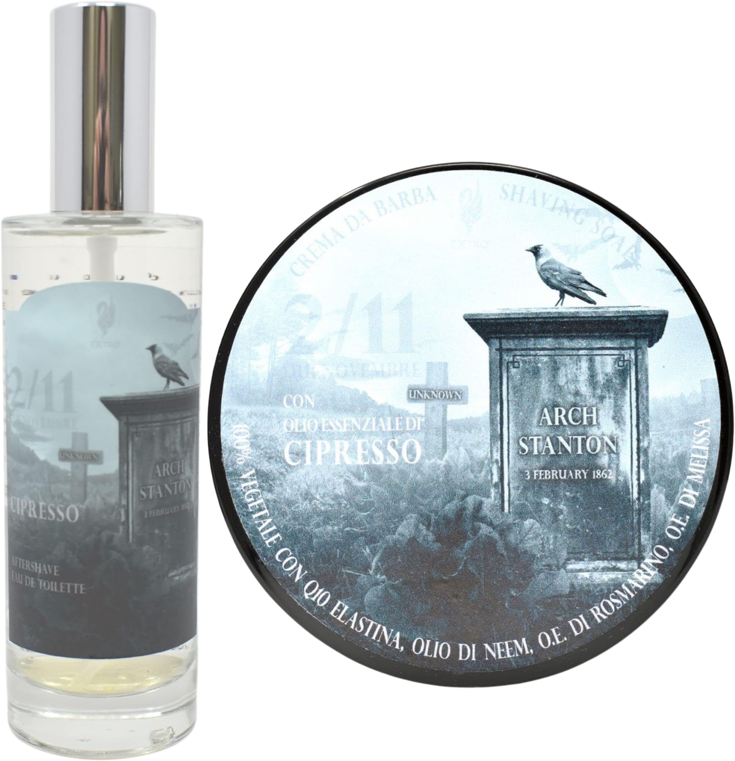 Extro Cosmesi Cipresso 100% Vegetable Based Shaving Cream 150ml & Eau de Toilette Afteshave 100ml Twin Set