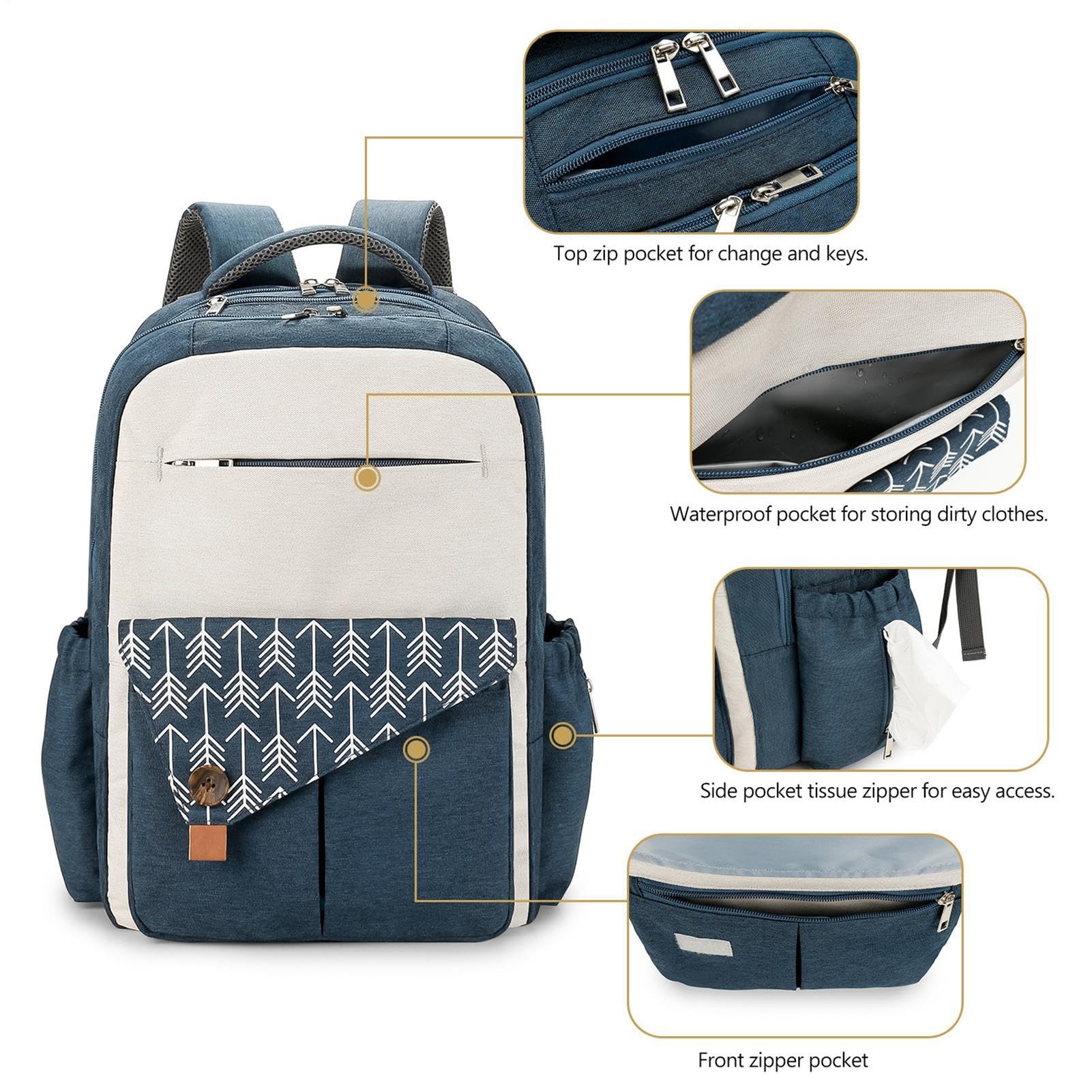 Generico Multi-purpose Diaper Bag, Diaper Backpack for Moms, Charging Port Diaper Bag, Double Layer Diaper Backpack, Waterproof Backpack for Baby, Diaper Bag for Travel, Stylish Diaper Backpack