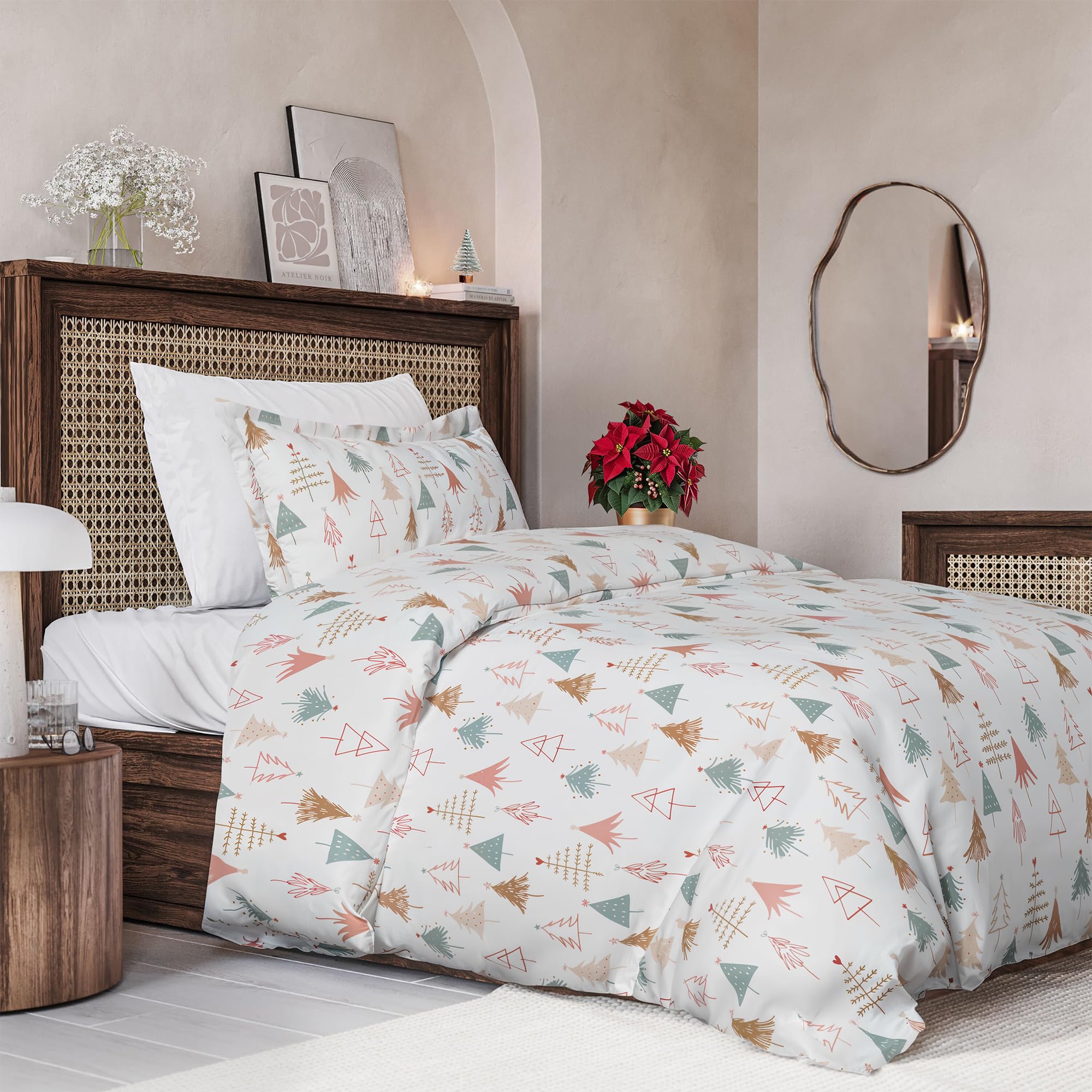 CGK Christmas Duvet Cover Twin Size Set - 68 x 90, Christmas Trees