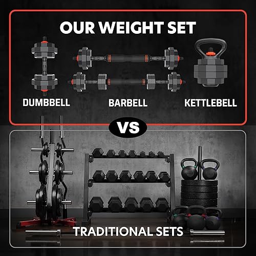 Miniatura 4 de AmStaff 3-in-1 Adjustable Dumbbell, Kettlebell, Barbell Set, 2-43lbs, 12 Weight Levels, Compact Multifunctional Home Gym, Enhanced Transition,