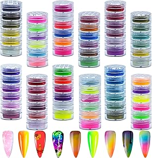 36 Colors Pigment Powder for Nails Fluorescent Nail Powder Colorful Pearlescent for Nail Art Crafts and Body Decoration