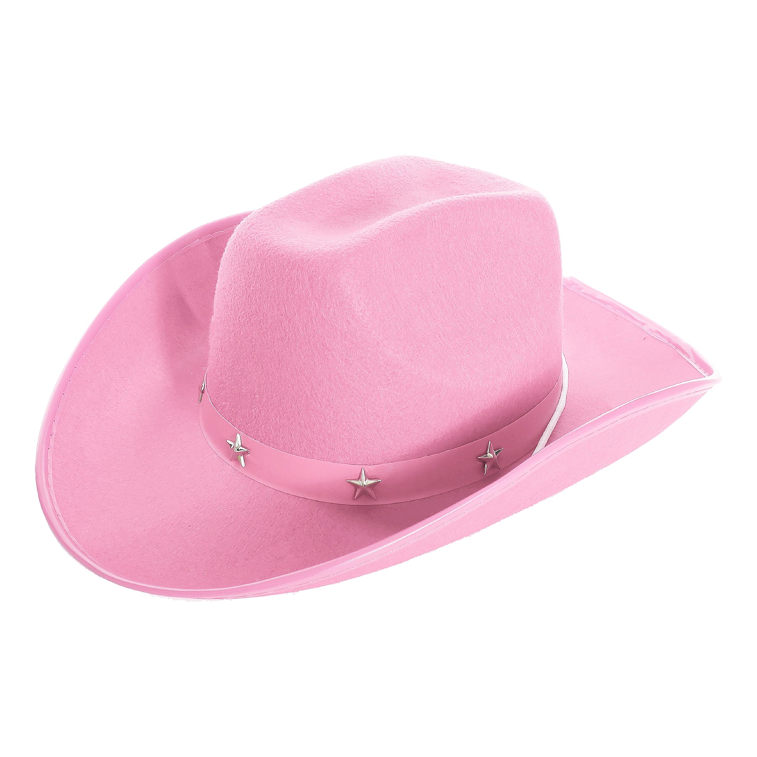 Pink Star-Studded Cowboy Hat - Pack of 24 - Felt Star Studded Cowgirl Hat - Adults Wild West Concert Fancy Dress Accessory