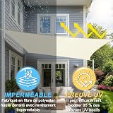 Sunnylaxx 3x5m Sun Shade Sail,420D Oxford Waterproof Shade Sails Outdoor Canopy UV Block Water Resistant Sunshade for Patio, Garden, Backyard Cream - 3