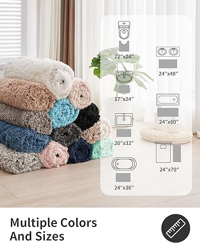 Miniatura 7 de ILANGO Alfombra de baño rosa de Navidad de 24 x 17 pulgadas, antideslizante y súper absorbente, extra gruesa, suave, lavable para el suelo, alfombra