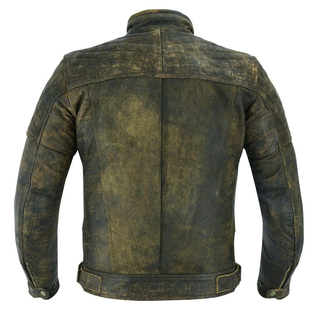 Mens Retro Cafe Racer Vintage Biker Distressed Black