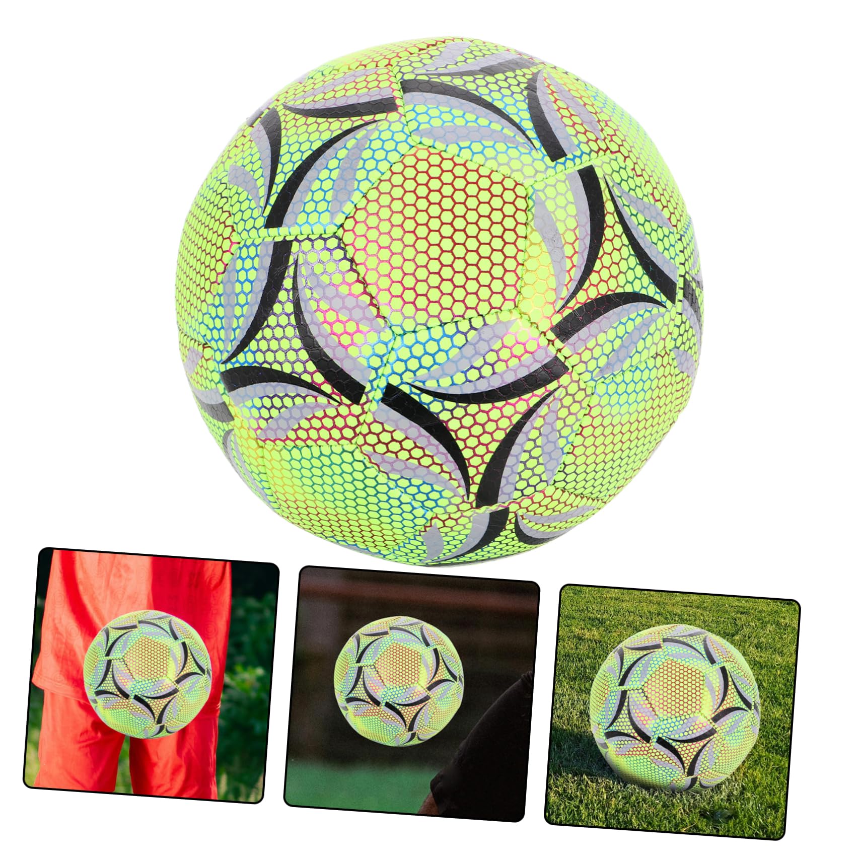 ibasenice Pelota de Fútbol Nocturna Luminosa Profesional para Entrenamiento Juvenil y Diseño Ergonómico y Resistente para Interior y Exterior