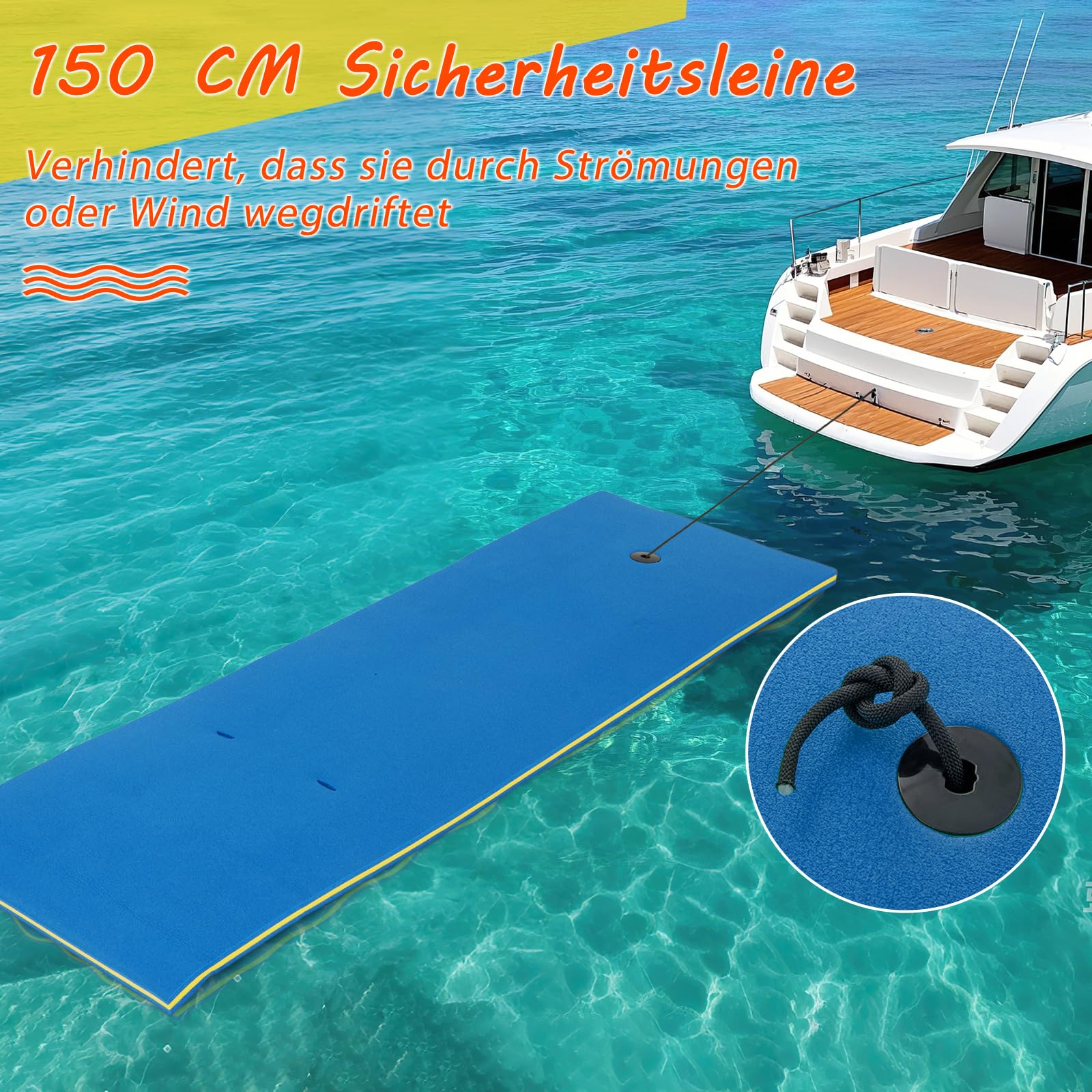 COSTWAY Schwimmmatte 355 x 183 cm, Schwimmende Wassermatte bis 400 kg belastbar, Schwimmmatte aus reißfestem XPE-Schaumstoff, Wasserliege, Wasserhängematte für Kinder und Erwachsene