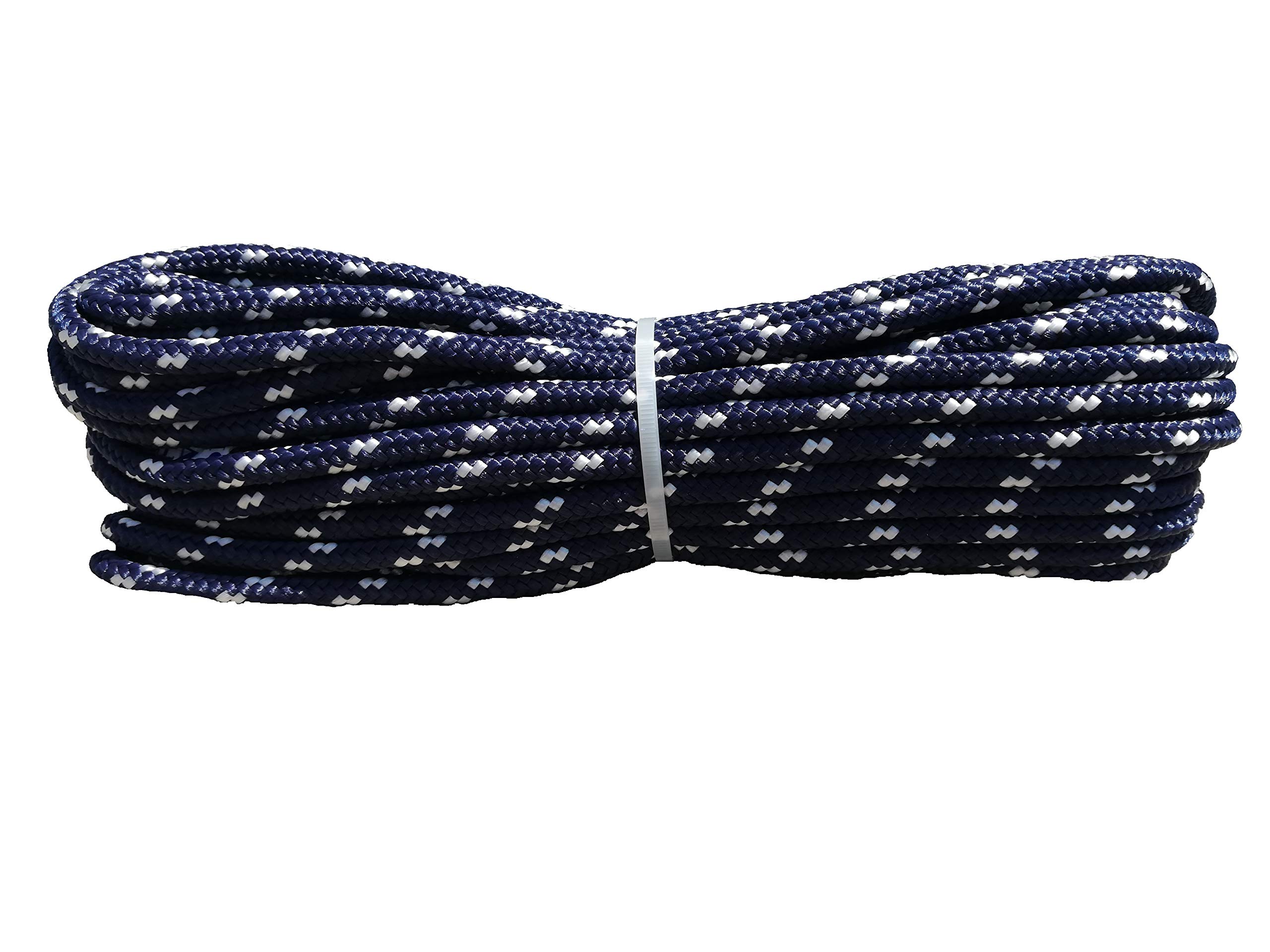 Corda Polipropilene Alta Tenacita', 20 m x 8 mm, galleggiante Blu Navy/Bianca, per ancora e ormeggio, multiuso, stabilizzato ai raggi U.V. resistente a intemperie e agenti atmosferici