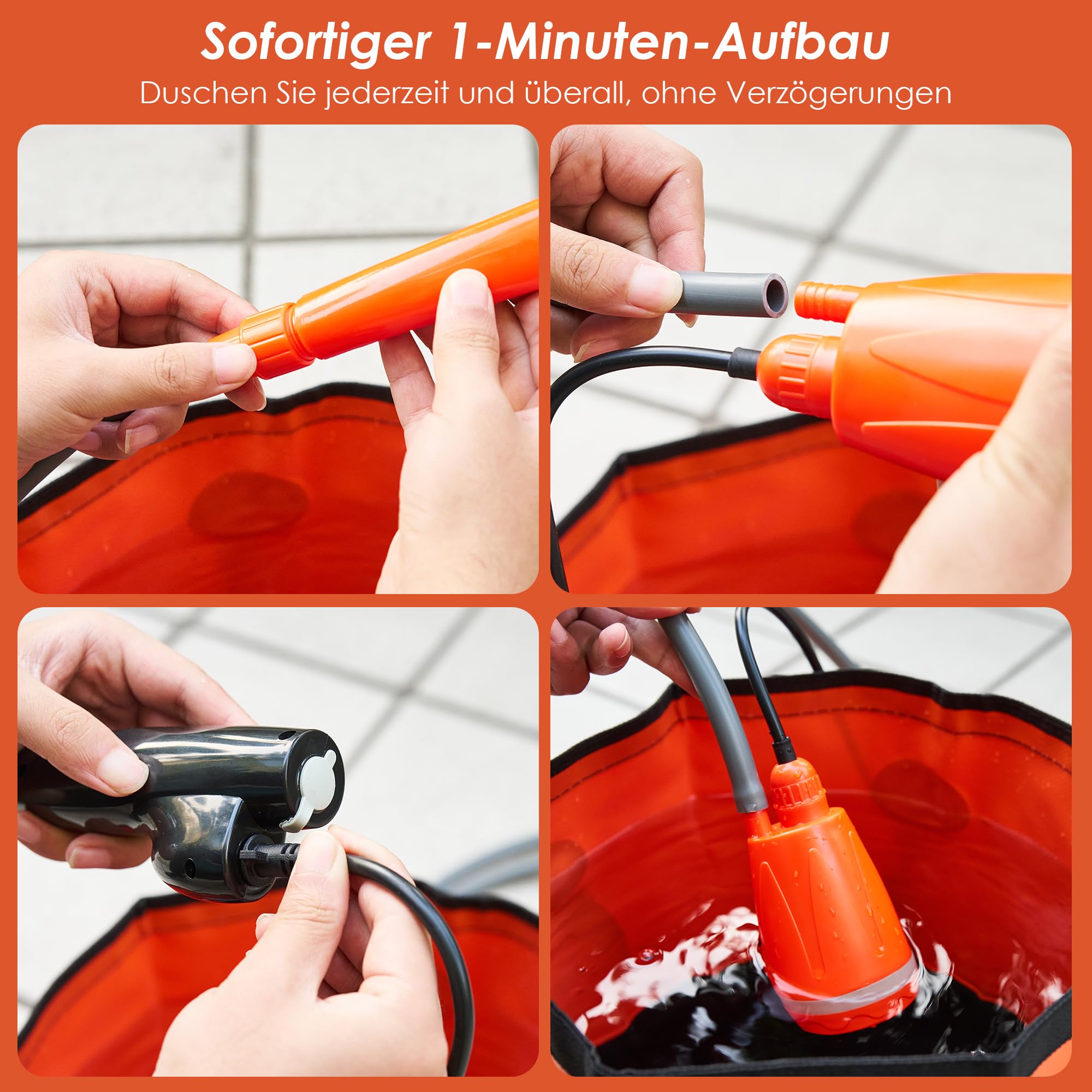 Eyourlife Douche De Camping Portable Avec Pompe Rechargeable – Tuyau 2 M, Idéale Pour Jardin, Voyage Et Lavage