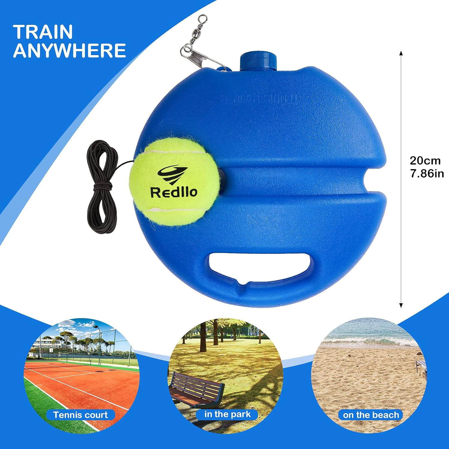 Redllo Solo Tennis Trainer Rebound -Portable Tennis Equipment for Self-Practice Includes 4 String Balls 2 Tennis Vibration Dampeners.Works for Aduls, Kids, Beginners : Sports & Outdoors