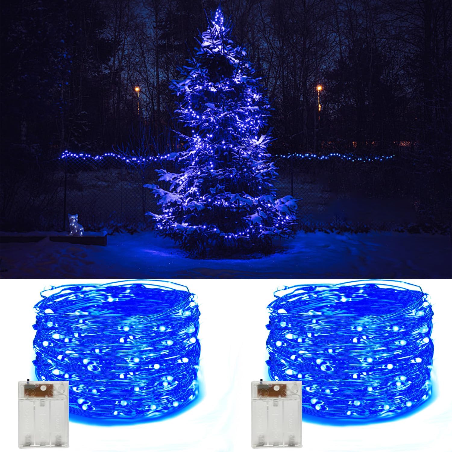 LeJisunhs Set of 2 Battery Operated String Lights,33ft 100 Led Fairy