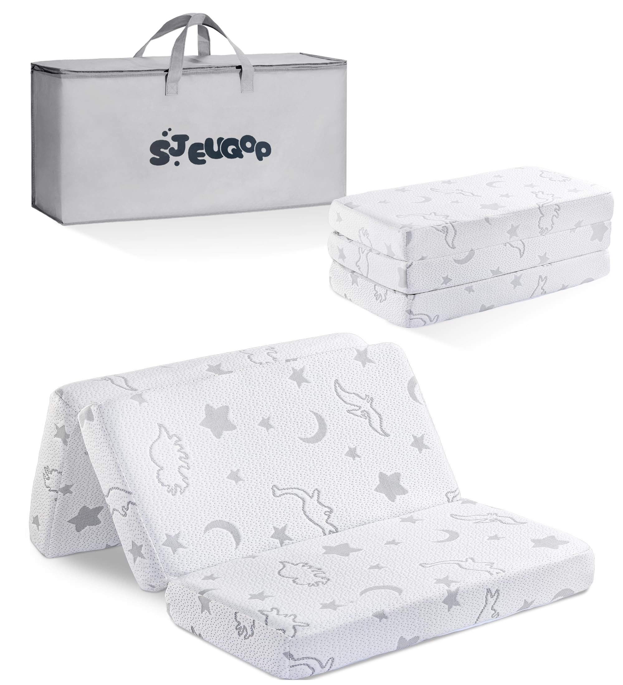 Photo 1 of SJEUQOP Trifold Pack and Play Mattress 38"x26", Pack N Play Mattresses with Dual Sided Soft & Firm Memory Foam Foldable Portable Crib Baby Mattress with Washable Cover and Carry Bag